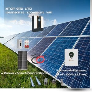 Kit A Inversor 3.000 Watts Alta Eficiencia-MPPT- FS- Batería de Litio 2,5kw - 4P605w